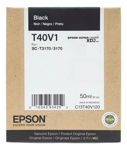 Tinta Epson Original T40v120 Negro P/plotter T3170/5170 50ml