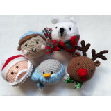 Adornos Navideños Set Bolas Amigurumi Tejidas X 5 Unidades