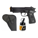 Pistola Airsoft Toda De Metal Mola Rossi Pt92 + Coldre + Bbs