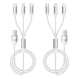 Kit De 2 Cables De Carga Multiple 3 En 1 Micro Usb/usbc/ Ip