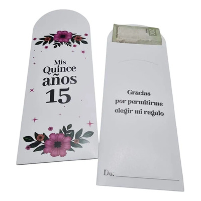 50 Sobre De Dinero Xv Años, Lluvia De Sobres Color Blanco - Fucsia Mis Xv | Envío gratis