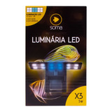 Luminária Soma X3 12 Leds Pequena Preta Luz Branca Azul