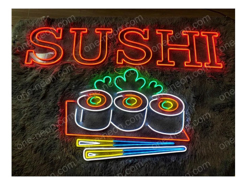Letrero Led Neon Sushi Restaurant Ancho 85cm Luminoso