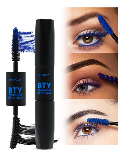 Mascara De Pestañas Duo 2en1 Bty Pink21 Original Azul Negro 