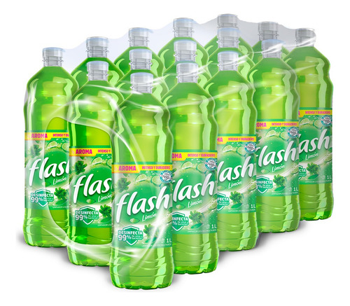 Limpiador Multiusos Flash Limón 1l Caja Con 12 Unidades