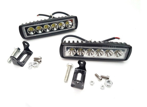 Barra Faro Led Auxiliar 6 Leds 18w 2 Faros Con Base