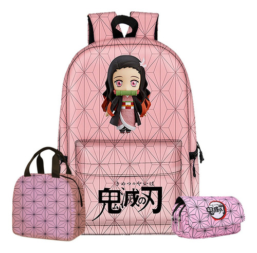 Kit 3 Kimetsu No Yaiba Mochila Para Estudiantes Bolsa De Alm