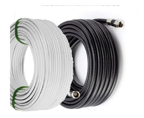 Cable Coaxil- 50mts De Rg6 C/ Conectores Compresion En Bolsa