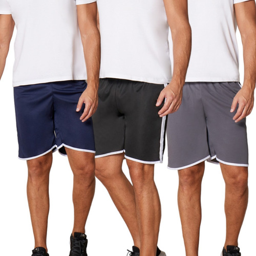 Kit Com 3 Shorts Calção Plus Size Academia Futebol Reforçado