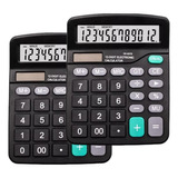 Kit 2 Calculadoras Mesa Display 12 Digitos Grande Escritorio Cor Preto