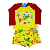 Roupa De Banho Menino Personagens Infantil 2 Peças Uv 50+