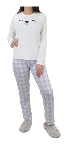 Pijama Feminino Toy Box Soft Urso Off White - 727t