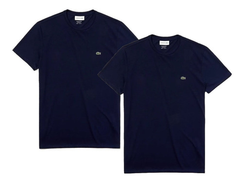 Pack X2 Remera Lacoste Hombre Algodon Peruano Azul M