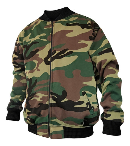 Moletom Bomber Militar Camuflado Jaqueta College Blusa Preto