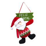 Enfeite Natalino De Porta Natal Papai Noel C/placa Presente Cor Vermelho-zigzag