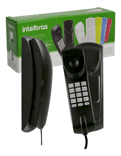 Telefone Gôndola Com Fio Intelbras Tc 20 Preto Para Parede