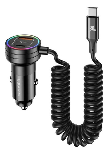 Cargador De Auto 60w Usams Usb A/c Con Cable Tipo C