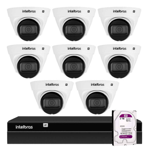 Kit 8 Câmeras Intelbras Vlp1230d Ip Ip67, Nvr 1408 Hd 2tb Pr