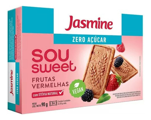 Biscoito Sou Sweet Frutas Vermelhas Zero Jasmine 90g