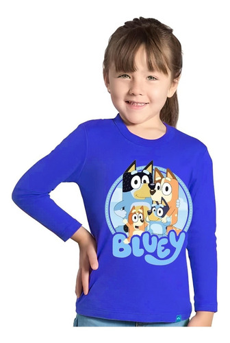 Polera Bluey Manga Larga Para Niños Y  Niñas Dtf Cod 002