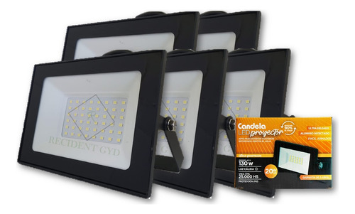 Kit 5 Reflectores Proyector Led 20w Alta Potencia =130w