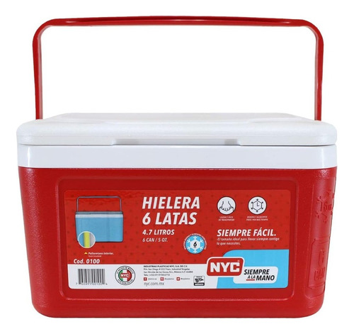 Hielera De Plástico Nyc 5q (4.7 Lts, 6 Latas)