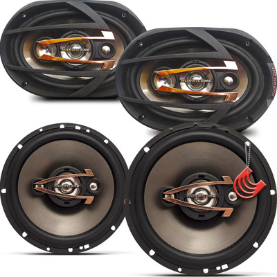 Kit Prático Hurricane 6 + 6x9 460w Porta Tampão Carro Som | Frete grátis