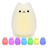 Lámpara Led Silicona Suave Gatito Espanta Cuco 7 Color