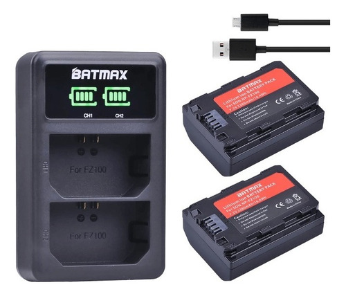 Kit 2 Bat_erias Np-fz100 Charge P Sony A9 A9r A9s A7r3 A6600