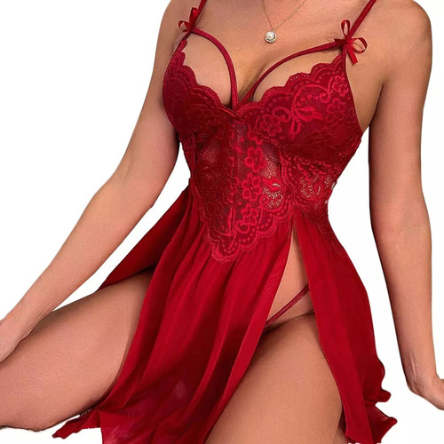 Lenceria Sexy Babydoll Bralette Y Bragas Encaje Seductora