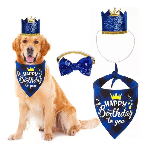 Set Para Mascota Feliz Cumpleaños Corona Happy Birthday
