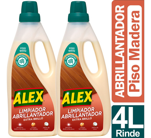 Alex Limpiador Abrillantador Pisos De Madera 2 Litros Pack 2