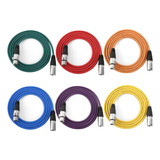 Cable Xlr Abuff 3 M ,de Macho A Hembra, Pack 6 Multicolor