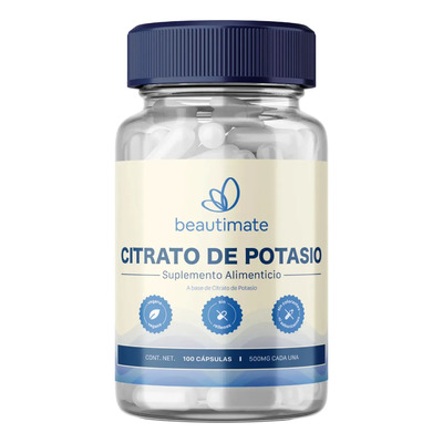 Citrato De Potasio 100 Cápsulas 500mg Calidad Premium, Natural Vegano Sin Sabor