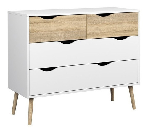 Cómoda Modelo Kiel - Roble Sonoma Y Blanco Këssa Muebles