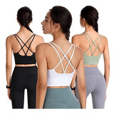 Evercute Cross Back Sport Bras Padded Strappy Criss Cross Cr