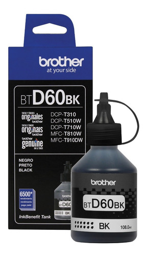 Botella De Tinta Brother D60 Negro Original 