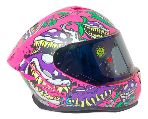 Casco Cerrado Integral Shaft Rosa Mate Planta Carnibora