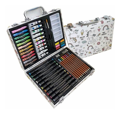 Set Arte Profesional  Kit Dibujo Acuarelas Profesional 53pzs