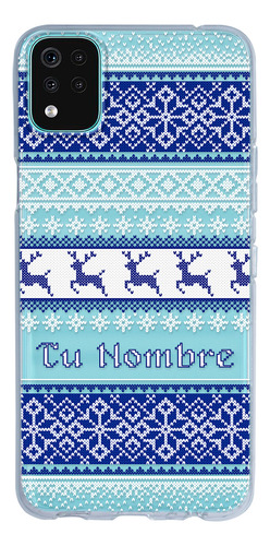 Funda Para LG Ugly Sweater Navideño Azul Con Tu Nombre