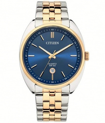 Reloj Citizen Hombre Clasico 50m Bi509653l Color De La Malla Plateado Color Del Bisel Dorado Color Del Fondo Azul