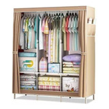 Armario Closet Organizador Armable Ropero Rack Zapatero Ropa Color Marrón Claro