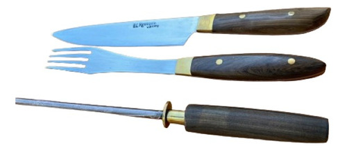Juego Cuchillo Tenedor Afilador J015/cuchillosartesanales
