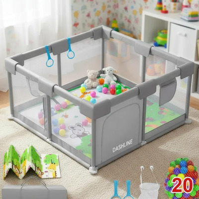 Corralito Para Bebe Corral 1.2m X 1.2m De Juegos Niños Bebés Gris Jirafas | Envío gratis