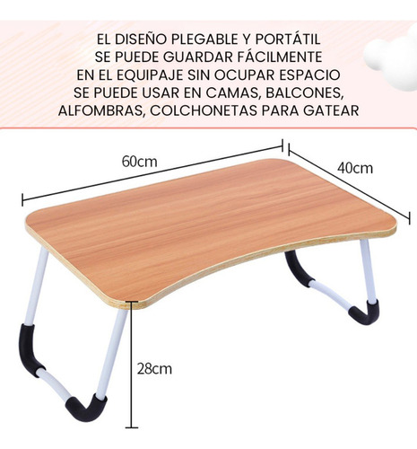 Mesa Plegable De Madera Soporte Para Laptop Con Asa Portátil