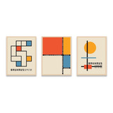 Set 3 Cuadros 30x40 Bauhaus Moderno Arte Diseño C/vidrio