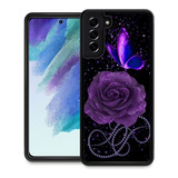 Funda Para Samsung Galaxy S22 - Negra Con Flor Violeta