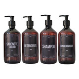 Kit Frasco 4pçs Shampoo Sabonete Líquido Condicionador Det 