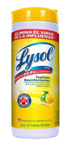 Lysol Wipes 35 Toallas Desinfectantes Citrus