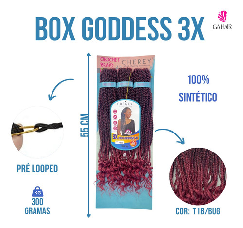 Cabelo Sintetico Box Goddess 55 Cm Faux Locs -trança +brinde